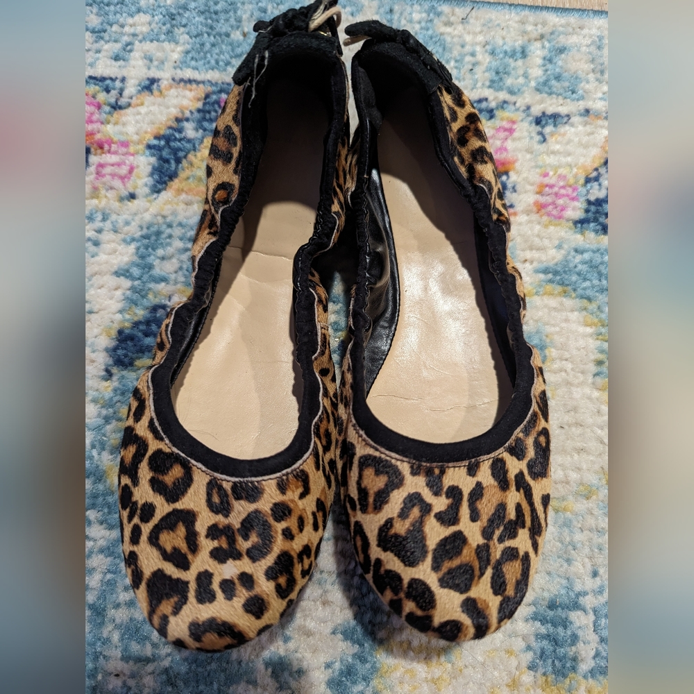 Cole haan leopard print calf hair flats